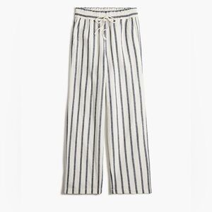 J. Crew Striped linen-cotton blend wide-leg paper-bag pant